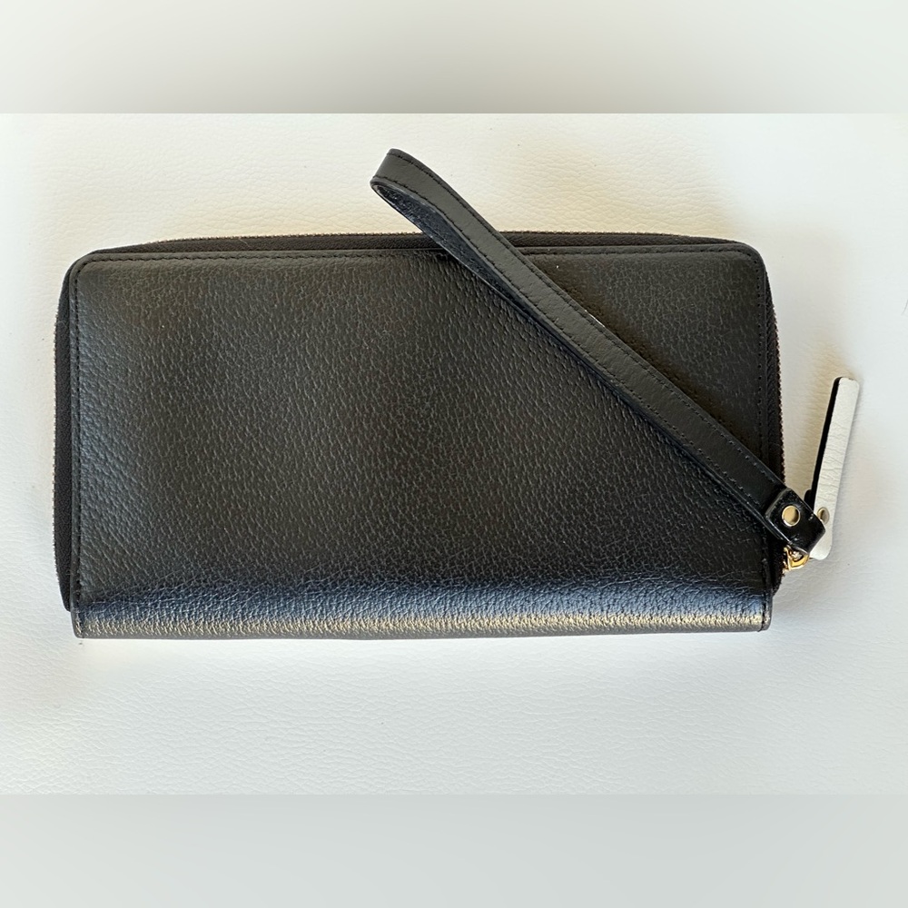 Kate Spade NY Women's Wristlet Wallet Clutch Zip Closure Black Off White Leather - Picture 4 of 15